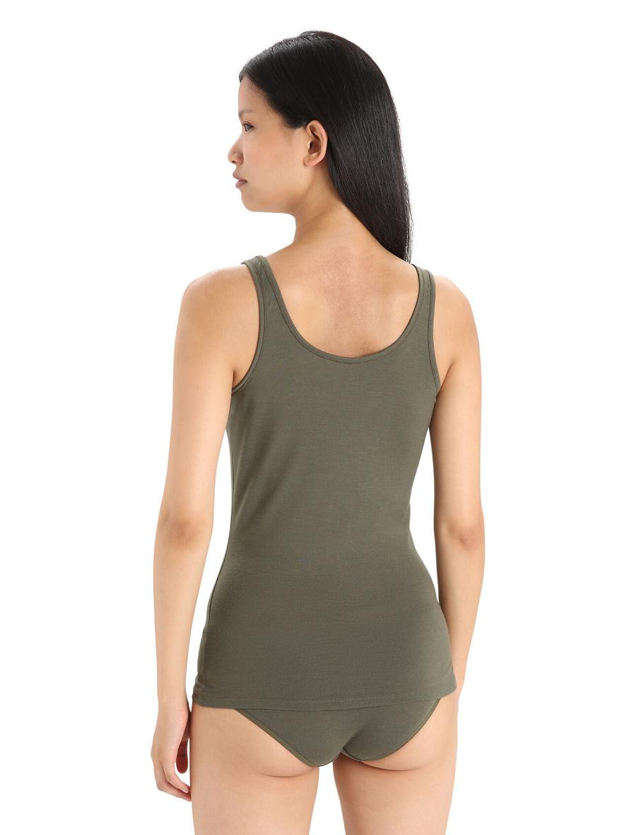 Women's Icebreaker Merino Siren Tank Top Underwear Loden | CA 1234RVDW